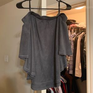 Olivaceous Off The Shoulder Faux Suede Top